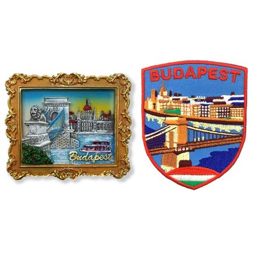 造型布貼＋磁鐵【2件組】 匈牙利布達佩斯冰箱磁鐵＋布達佩斯 多瑙河貼布繡 可愛磁鐵 卡通磁鐵 造型立體磁鐵鐵 紀念磁鐵_廠商直送