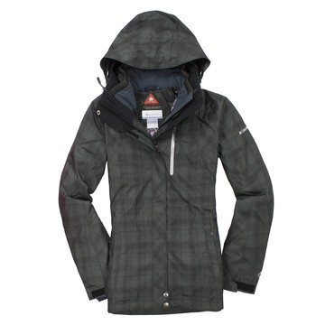 美國百分百【全新真品】Columbia 外套 哥倫比亞 夾克 連帽 墨綠 格紋 發熱衣 Omni 兩件式 女 M號 A835