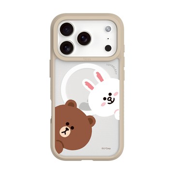 【正版授權】LINE FRIENDS經典-可愛探頭極光霧透MagSafe iPhone手機殼