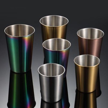 304不銹鋼單層水杯冷飲啤酒杯果汁杯餐廳茶杯隨手家用漱口杯防摔