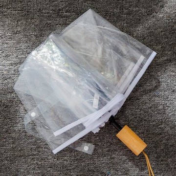木柄透明雨傘手繪折疊傘三折傘小清新成人繪畫加厚防風旅游太陽傘