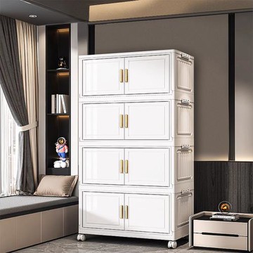 Mr.box 80面寬摺疊雙開門四層收納櫃-附滑輪 兩色可選