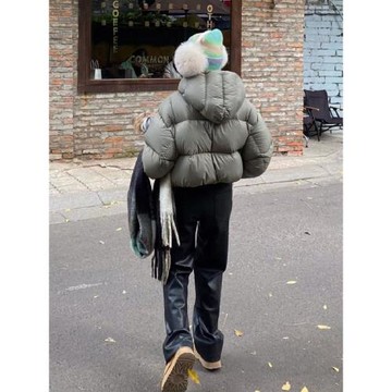 秋冬女裝高腰顯瘦直筒寬松垂感加長版高個子堆堆褲子啞光加絨皮褲