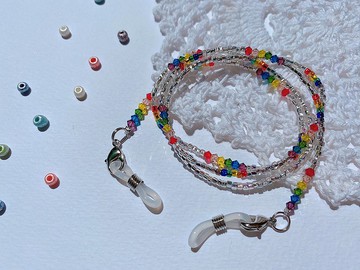 迷之作-銀光彩虹口罩鏈眼鏡鏈