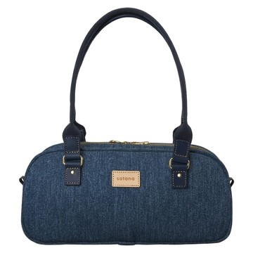 satana Denim 真皮背帶法棍包  深丹寧藍  34 x 15 x 10.5cm