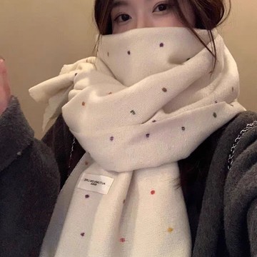 免運🔮【韓系圍巾】2025彩虹圍巾女秋冬季學生高級波點新款保暖韓版披肩圍脖兩用保暖圍巾 披肩 圍巾 脖圍 防寒 脖圍