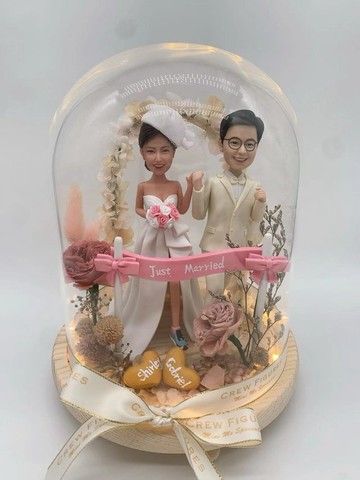 【香港限定】真人版雙人公仔永生花樽・保鮮乾燥花/婚禮小物/新婚