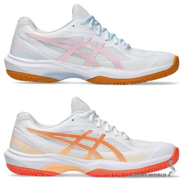 Asics 亞瑟士 羽球鞋 女鞋 穩定 COURT HUNTER FF 白粉/白橘【運動世界】1072A112-101/1072A112-100