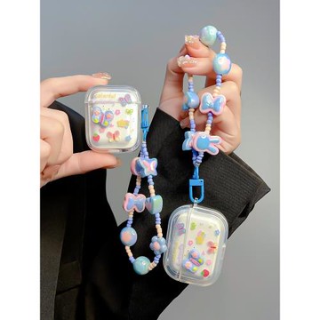 立體彩色藍蝴蝶適用Baseus倍思E3耳機套M02透明W04軟WM05無線藍牙WM02保護殼M2/W04+潮storm3無線耳機套wo43