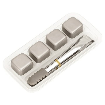 TEMPEST 純鈦冰塊4件組 附夾子 + 收納盒 噴砂霧面款  1套