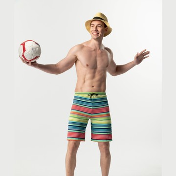 莫妮娜 台灣製 大男 彩虹海灘泳褲  -L