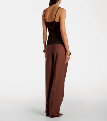 Saint Laurent Lace-trimmed ribbed-knit silk camisole