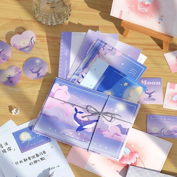 溫柔風信箋套裝網紅ins信紙 夢幻小清新賀卡簡約告白情書信封風景明信片信封信紙明信片學生手寫浪漫信紙