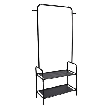Life 日式簡約 多功能雙層落地衣帽架 碳鋼管 塑膠  消光黑  約 60cm x 30cm x 145cm ±5%