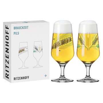德國 RITZENHOFF 皮爾森啤酒對杯禮盒 (黃金麥穗) 374ml 水晶玻璃杯 啤酒杯 高腳杯 交換禮物