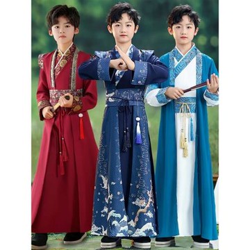 男童漢服中國風古裝少爺服兒童超仙女童服古風唐裝國學演出服男孩