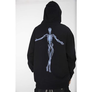 邊界ONLINE 原創設計logo神秘骨骼印花寬松衛衣