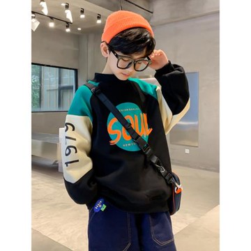加絨春季黑色潮牌男孩帥氣童裝