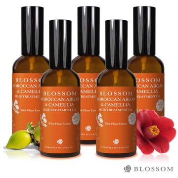 BLOSSOM 黃金摩洛哥山茶花柔絲潤澤修護髮油100ML*5件組