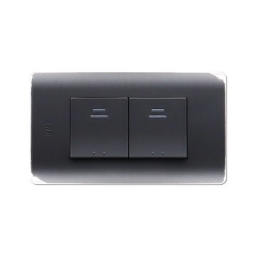 【朝日電工】 RCS-102H RICEME 灰色雙開關組(銀邊)-110V