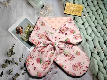 台灣設計師布粉底水蜜桃調酒蝴蝶結圍脖-不分年齡圍脖-短圍巾-脖-