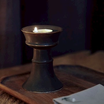 復古燭臺茶道茶桌裝飾香薰蠟燭油燈中式古典樣板間禪意擺件1入