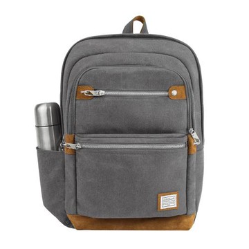 《TRAVELON》帆布四層防盜後背包(灰)