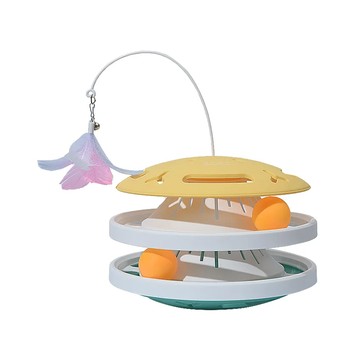 PAWGETHER 寵小到大 不倒翁團團轉貓咪軌道玩具 DIY自由拼接拆卸 雙色拼接軌道轉盤 優選PP材質  多色  1個