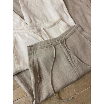牛X貨 巨炸裂！時尚感亞麻彎刀闊腿褲女夏薄款涼感透氣百搭休閑褲