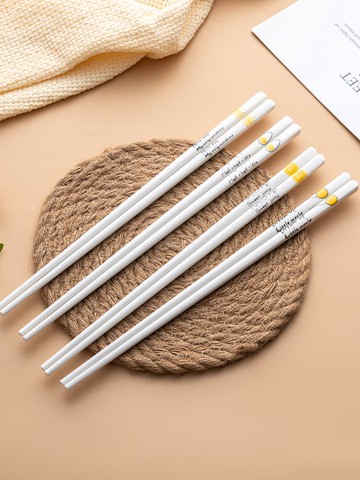 韓式筷家用陶瓷防霉耐高溫消毒高檔骨瓷筷子套裝家庭餐具