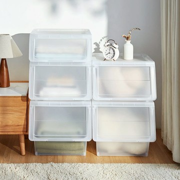 45面寬河馬口霧透前掀滑蓋收納箱-20L-4入 單一規格