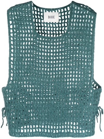 BODE - tie-fastening crochet vest - men - Polyamide/Alpaca Wool/Merino - XS/S - Green