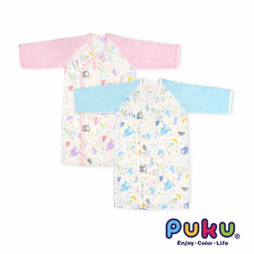任-PUKU藍色企鵝 反袖口紗布長肚衣60cm