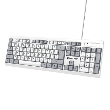 INTOPIC 廣鼎 有線雙色鍵帽鍵盤 KBD-96 104鍵 USB隨插即用  白色 + 灰色  薄膜式  1個