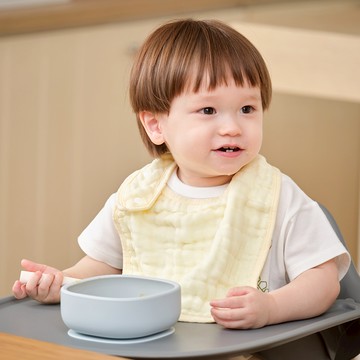 L'ange - 棉之境 9層純棉紗布方形圍兜 30x23cm-2入組-黃色