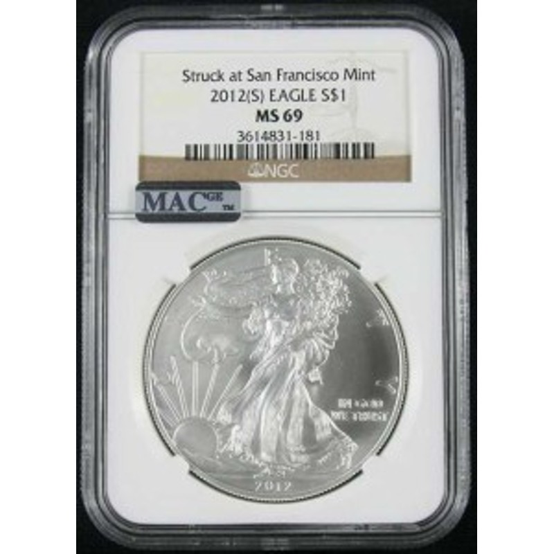 硬貨　シルバー　MS　金貨　M　アンティークコイン　2012（S）サンフランシスコでのアメリカンシルバーイーグルストラックNGC　銀貨　LINEショッピング　ゴールド　69