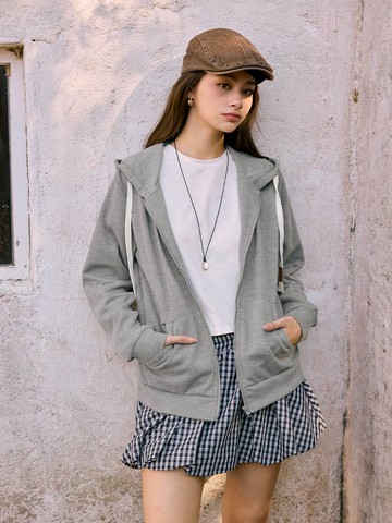 多色休閒率性口袋拉鍊連帽外套