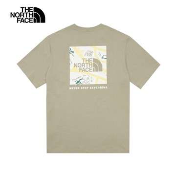 The North Face北面男款棕色純棉舒適透氣地圖印花設計短袖T恤｜8AT21I4
