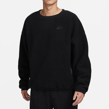 【NIKE】AS M NK CLUB+ SHERPA WNTR CREW 男 長袖上衣 黑色-FB8379010