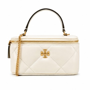 TORY BURCH Kira Diamond 大菱格鍊帶兩用化妝盒包(米白)