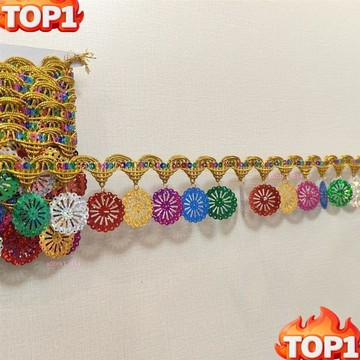 下殺價 七彩大車輪花邊中秋折紙花邊蓮花裝飾手工diy七彩亮片雪花花邊