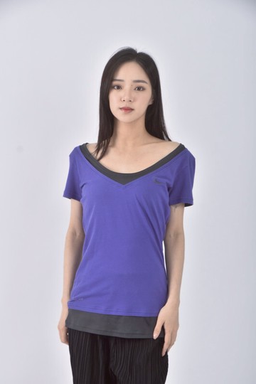 (S) nike運動假兩件紫色短袖上衣