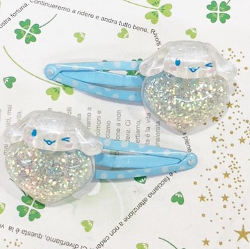 【震撼精品百貨】大耳狗_Cinnamoroll~Sanrio 大耳狗喜拿髮夾(一對)-白心#06738