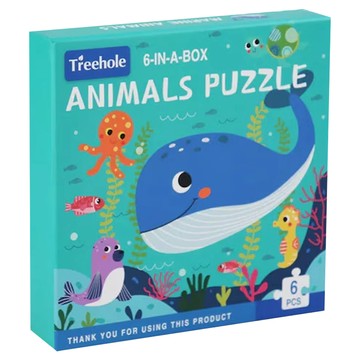 OhBabyLaugh 拼圖 海洋動物系列 適合3歲以上寶寶 訓練寶寶圖像觀察力  1組  6PCS