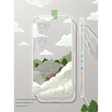 適用于三星s23手機殼夏季新款S23+ultra透明軟硅膠防摔簡約情侶保護套galaxy超薄個性側邊圖ins直邊鏡頭全包