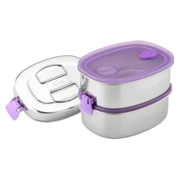 ZEBRA THAILAND 304不鏽鋼三用密封餐盒 盒裝 2層 780ml  1組  紫色