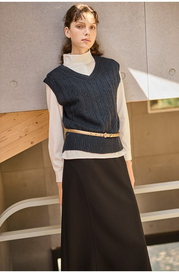 側開拉鍊A字長寬裙