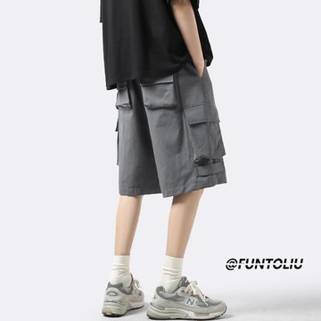 工裝短褲男夏季五分褲美式復古高街vibe褲子直筒休閑中褲男士褲衩