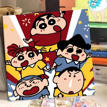 數字油畫diy蠟筆小新填色手工油彩畫兒童卡通動漫裝飾掛畫新款