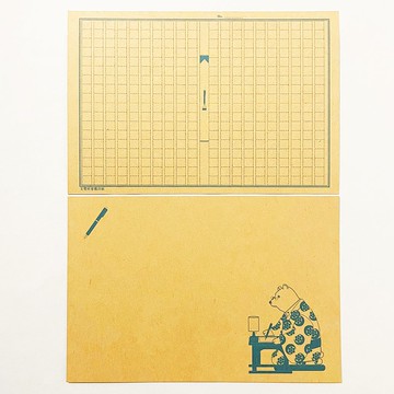 文豪熊稿紙 明信片五入組 熊 動物 文豪 小說家 鋼筆 和服